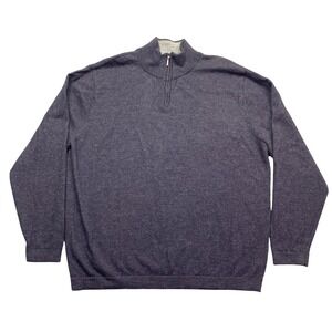 Garret Scott Mens XL Extra Fine Merino Wool Quarter Zip Pullover Sweater Gray